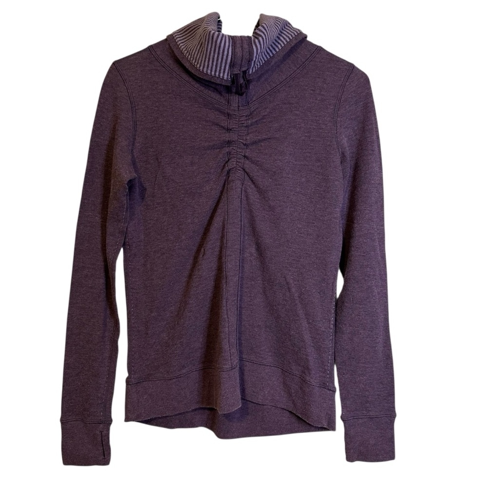 Lululemon In a Cinch Reversible Pullover Purple Striped Yoga Hiking Travel